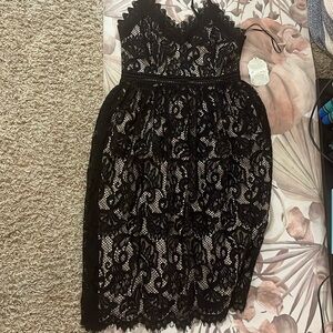 Altar’d State elegant gothic lace black midi prom dress, NWT